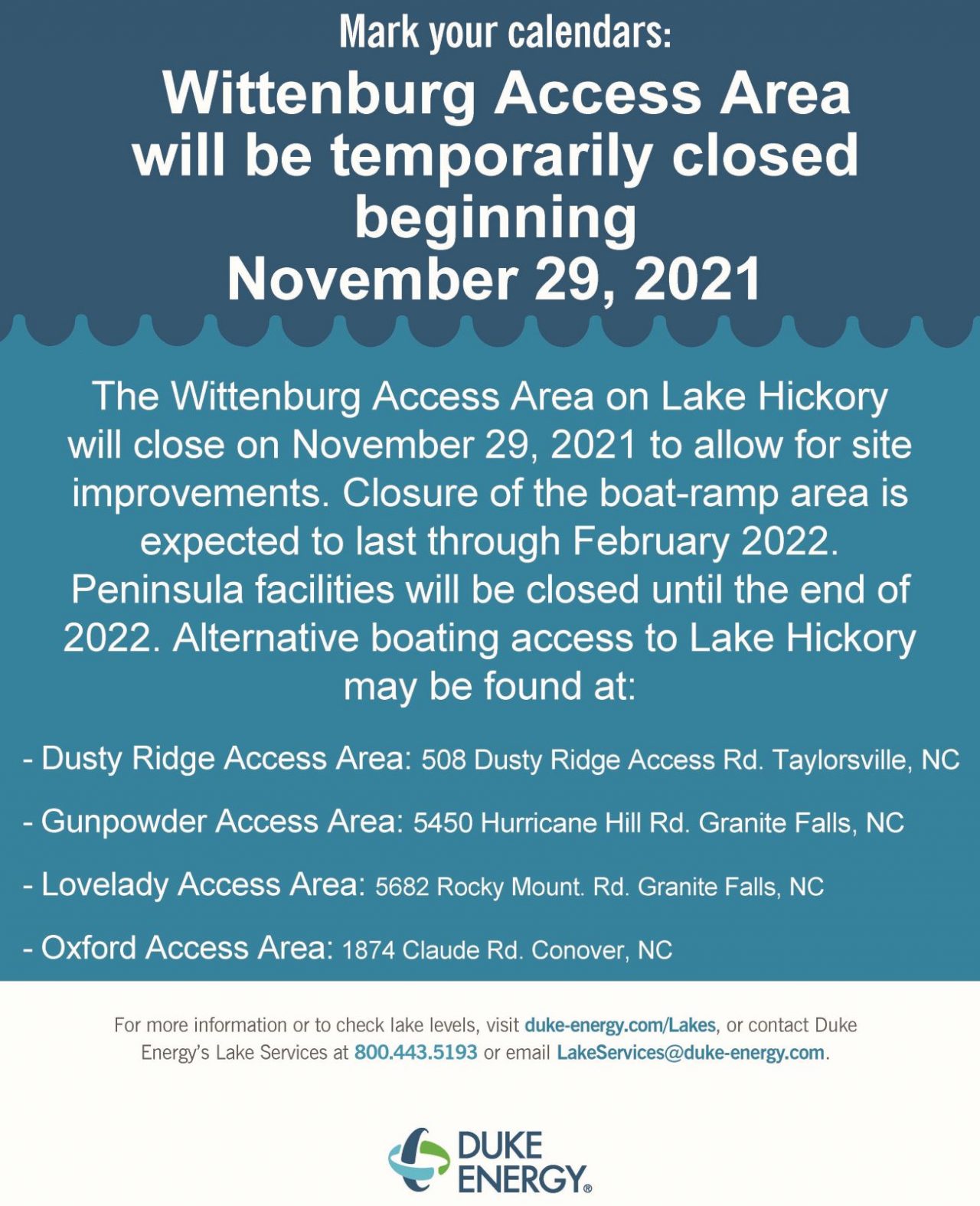 Wittenburg Access Area to close Nov. 29