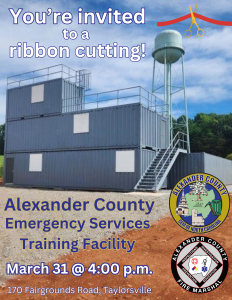 Alexander County Emergency Services Training Facility ribbon cutting flyer