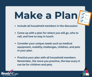 Graphic with information about writing an emergency plan